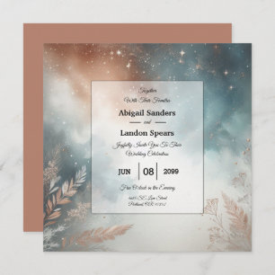 Sage and Terracotta Stardust Skies Wedding Invitation