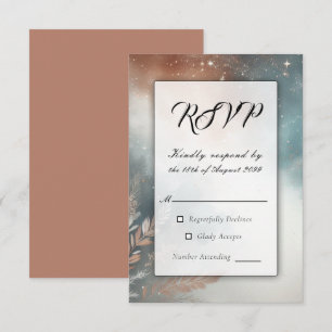 Sage and Terracotta Stardust Skies Wedding RSVP Card