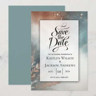 Sage and Terracotta Stardust Skies Wedding Save The Date