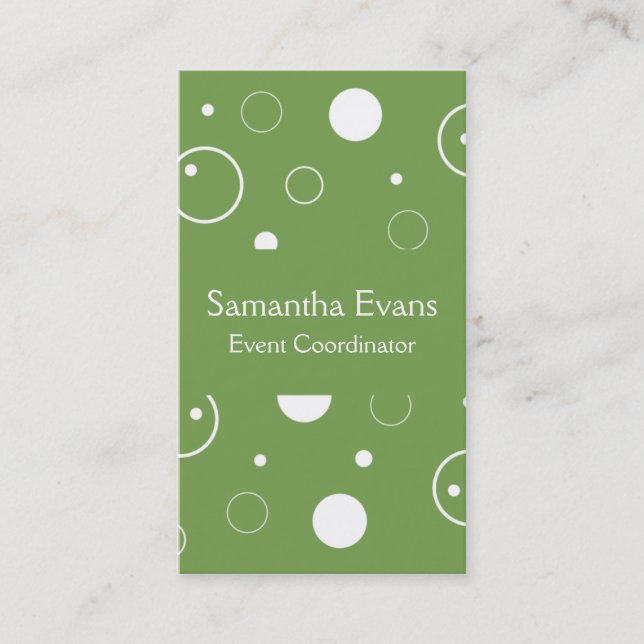 Sage and White Bubbles Business Card (Front)