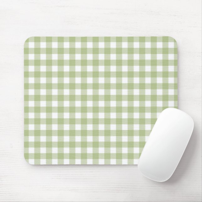 Sage and White Gingham Mouse Mat (With Mouse)