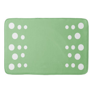 Sage and white Modern Bubbles Dots Bath Mat