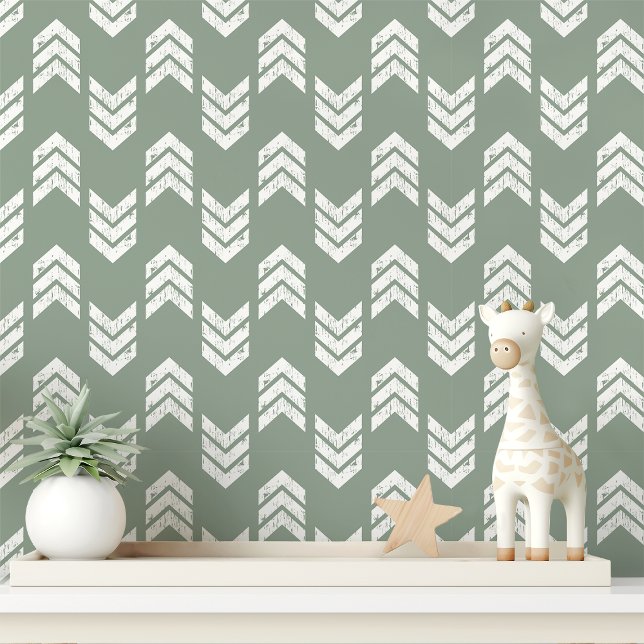 Sage And White Modern Textured Chevron Arrows Wallpaper (Creator Uploaded)
