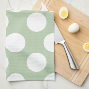 Sage and White Polka Dot Kitchen Towel