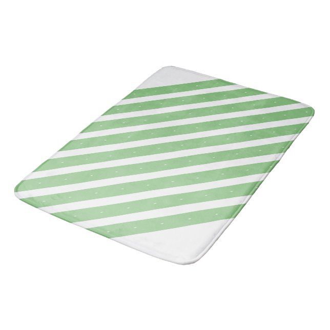 Sage and white stripes bath mat (Angled)