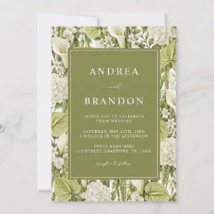 Sage and White   Vibrant Garden   QR Code Wedding Invitation
