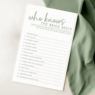 Sage and White Who Know The Bride Best Game