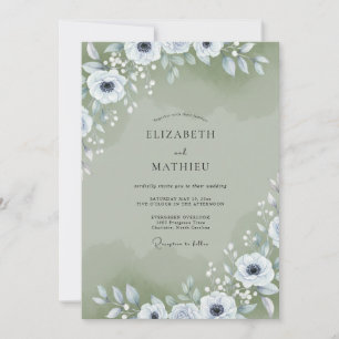 Sage Anemone Foliage Wedding Invitation