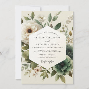 Sage Antique Bloom Wedding Invitation