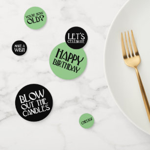 Sage Art Deco Birthday Phrases Confetti