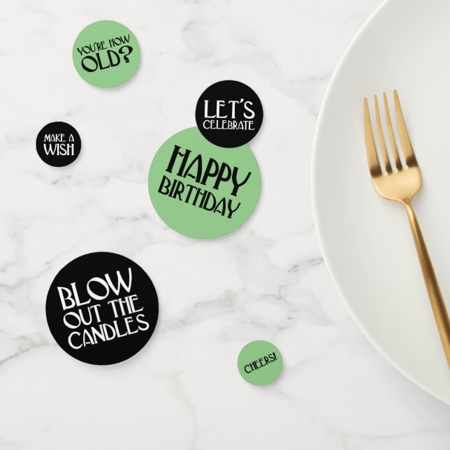 Sage Art Deco Birthday Phrases Confetti (Group)