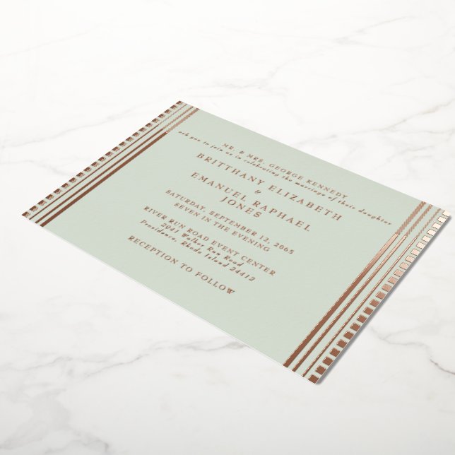 Sage Art Deco Wedding Rose Gold Foil  (Rotated)
