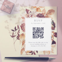 sage Autumn Elegance, Fall wedding QR code RSVP 