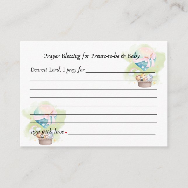 Sage Baby Animals Safari in a Hot Air Balloon Pray Enclosure Card (Front)