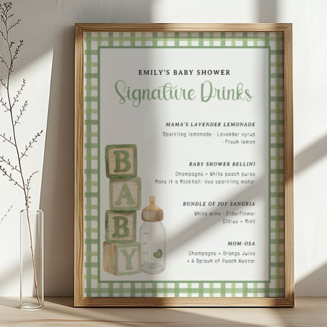 Sage Baby Shower Signature Drinks Sign Printable (Baby Shower Signature Drinks)