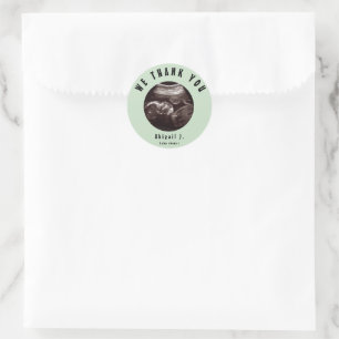Sage Baby Shower Ultrasound Thank You Classic Round Sticker