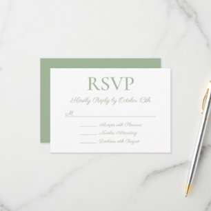 Sage Back Elegant Calligraphy Wedding RSVP Card