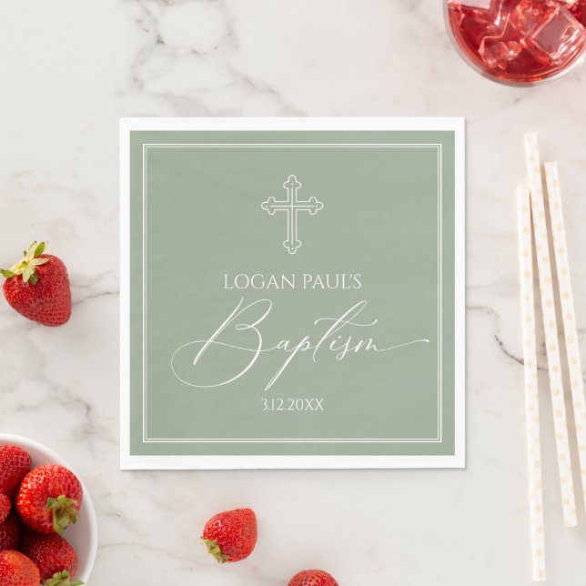 Sage Baptism elegant napkin (Insitu)
