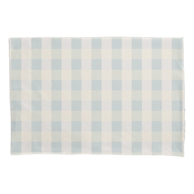 Sage Beige Cream Big Check Standard Pillowcase (Front)