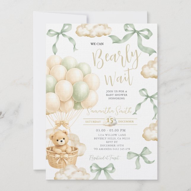 Sage Beige Gender Neutral Baby Shower Invite (Front)