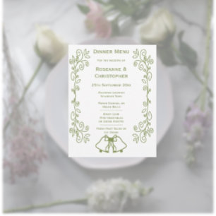 Sage Bells Scrollwork Design Wedding Menu
