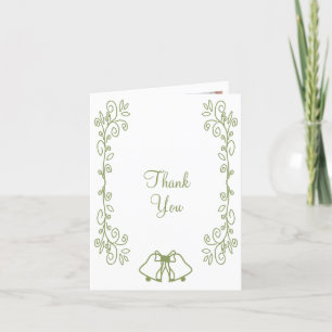 Sage Bells Scrollwork Design Wedding Thank You Card