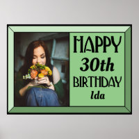 Sage Beveled Art Deco Birthday Photo