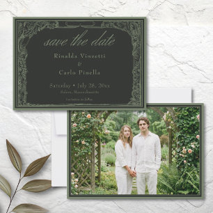 Sage Black Vintage Botanical Trellis Arch Photo Save The Date