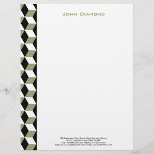 Sage Black & White 3D Cubes Pattern Letterhead Design