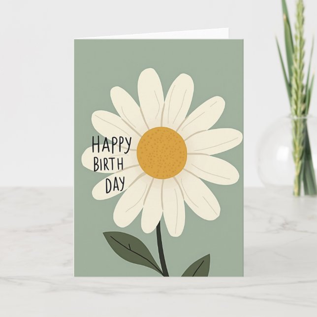 Sage Blossom Birthday Card (Front)