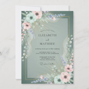 Sage Blossom Flourish Wedding Invitation