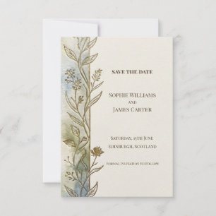 Sage Blue Botanical Save The Date Card