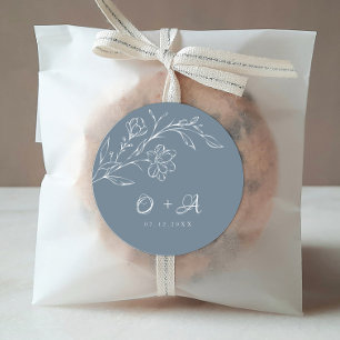 Sage Blue Elegant Wedding Monogram Envelope Seals