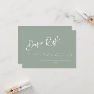 Sage Blue/Green Baby Shower Diaper Raffle Card