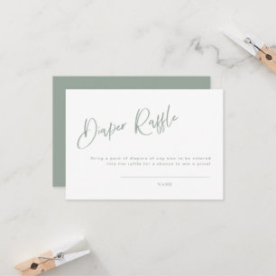 Sage Blue/Green Baby Shower Diaper Raffle Card