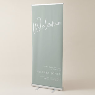 Sage blue/green Baby Shower Welcome banner sign