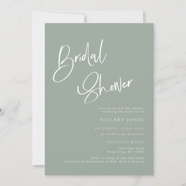 Sage Blue/Green Bohemian Bridal Shower Invitation (Front)