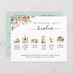 Sage Blush Floral Wedding Timeline and Program