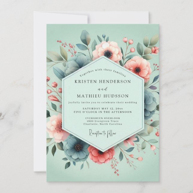 Sage Blush Painterly Wedding Invitation (Front)
