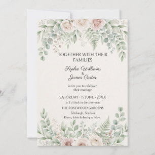 Sage Blush Rose Eucalyptus Wedding Invitation