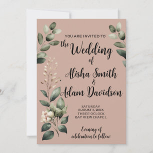 Sage & Blush Taupe Wedding Invitation