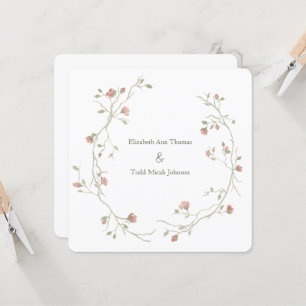 Sage & Blush Watercolor Square Wedding Invitation