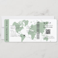 Sage Boarding Pass Destination wedding QR code 