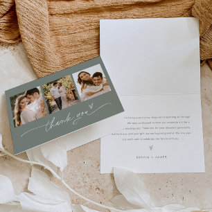 SAGE Bohemian Photo Wedding Thank You Card