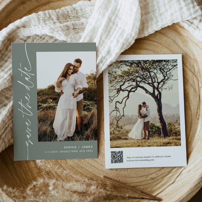 SAGE Bohemian Save The Date with QR Code Invitation (Creator Uploaded)