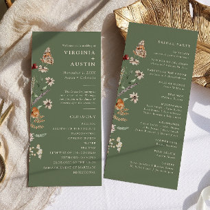 Sage Boho Floral Wedding Programme