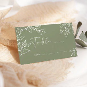 Sage Boho Flower Simple Wedding Escort Card