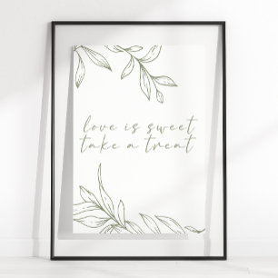 Sage Boho Flower Simple Wedding Love Is Sweet Poster