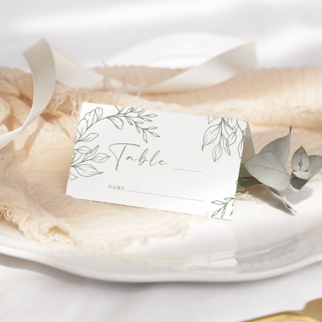 Sage Boho Flower Simple Wedding Place Card (Creator Uploaded)