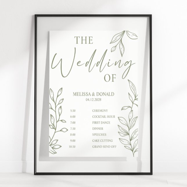 Sage Boho Flower Simple Wedding Program Schedule  Poster (Creator Uploaded)